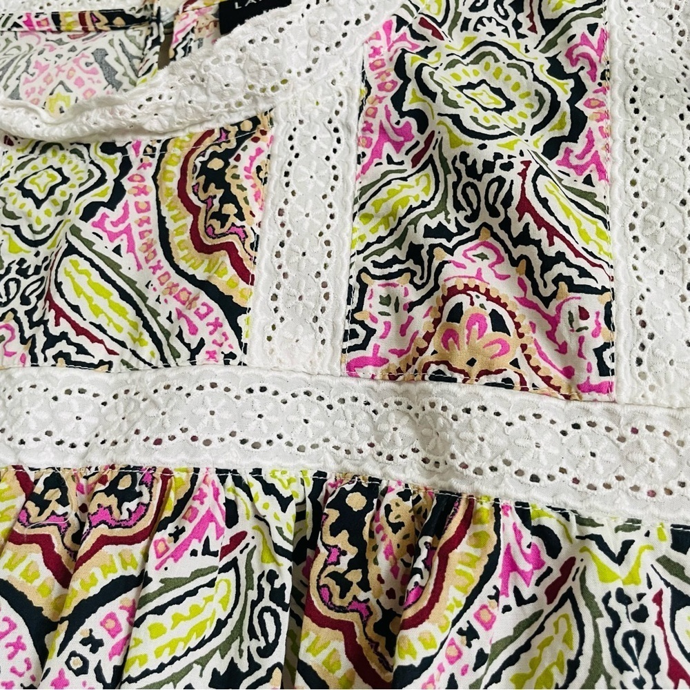 Lane Bryant Colorful Patterned Women's Top size 24 cottage-core 100% cotton chic - Picture 4 of 8